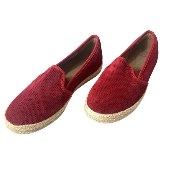 Clarks Collection Womens 9.5 W Comfort Casual Red Fabric Espadrille Slip On Flat - Picture 2 of 11